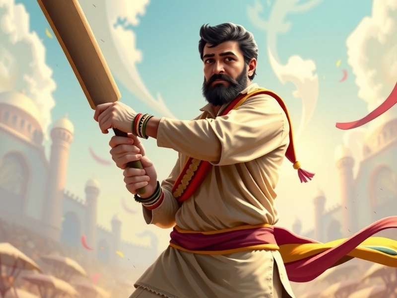 Hyderabad Hurler game cover featuring a cricket player in traditional Hyderabadi attire